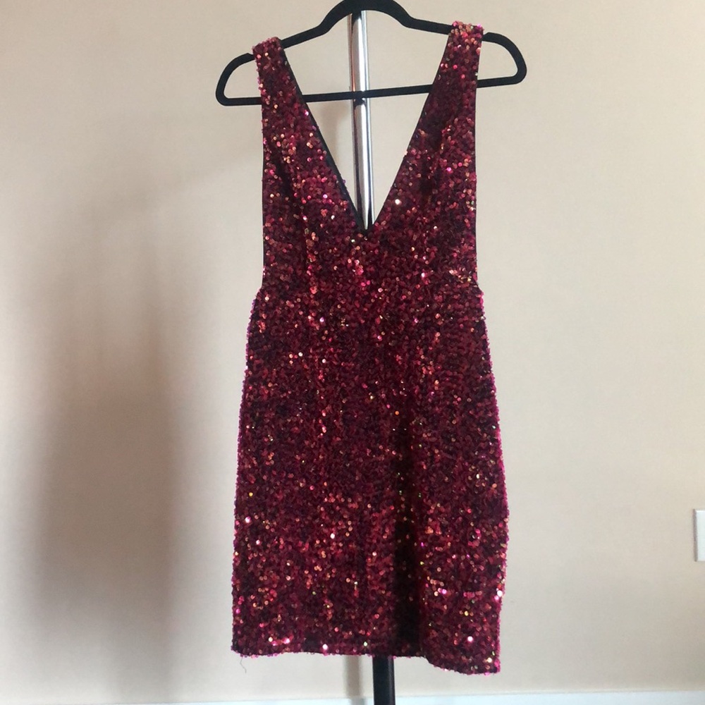 Fashion nova size large Rachel Sequin Mini Dress - Wine - Picture 5 of 7
